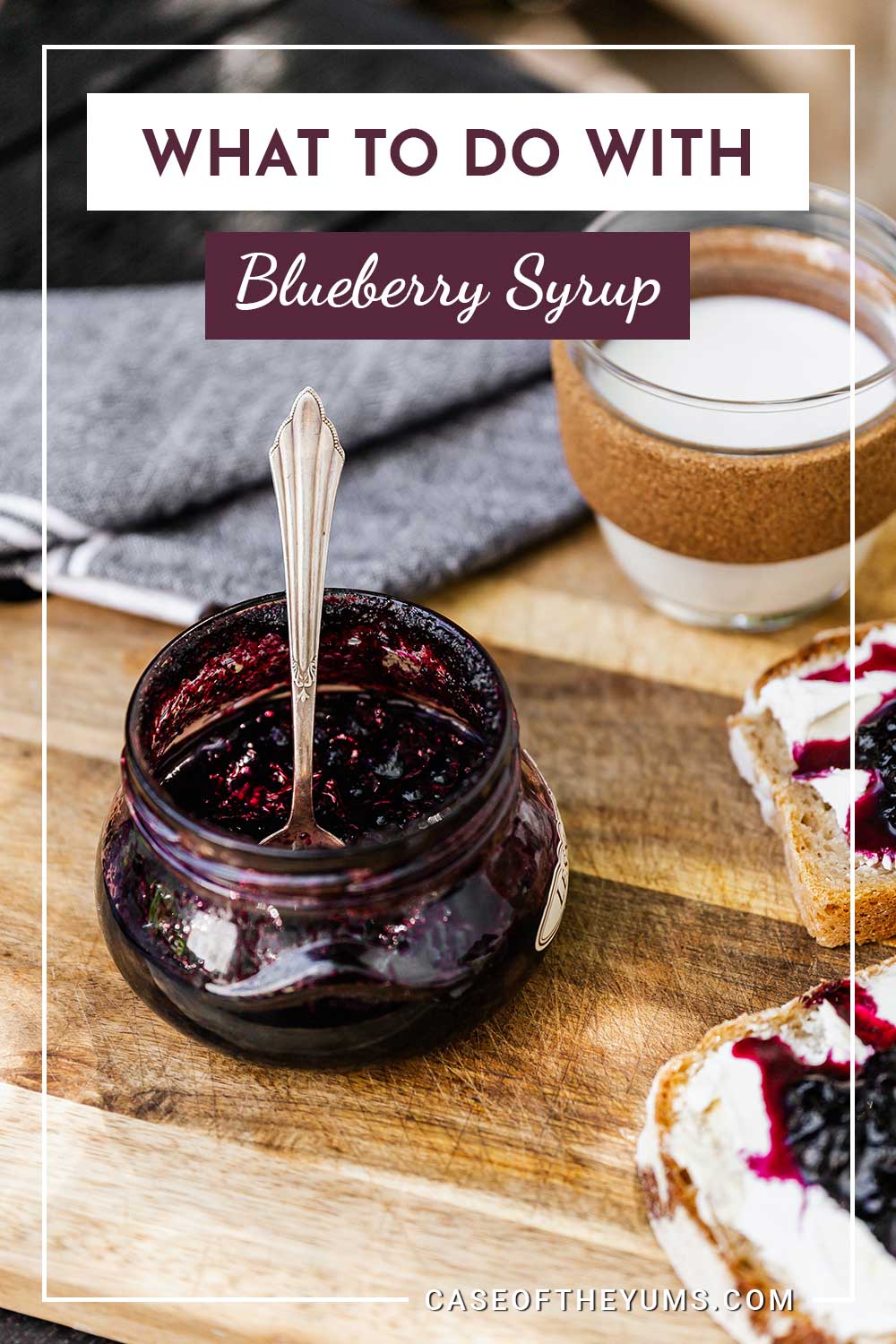 A spoon in a syrup jar on a wooden table - What To Do With Blueberry Syrup?
