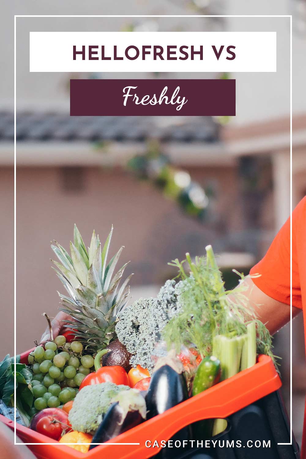Fruits and vegetables on a plastic crate - HelloFresh vs Freshly
