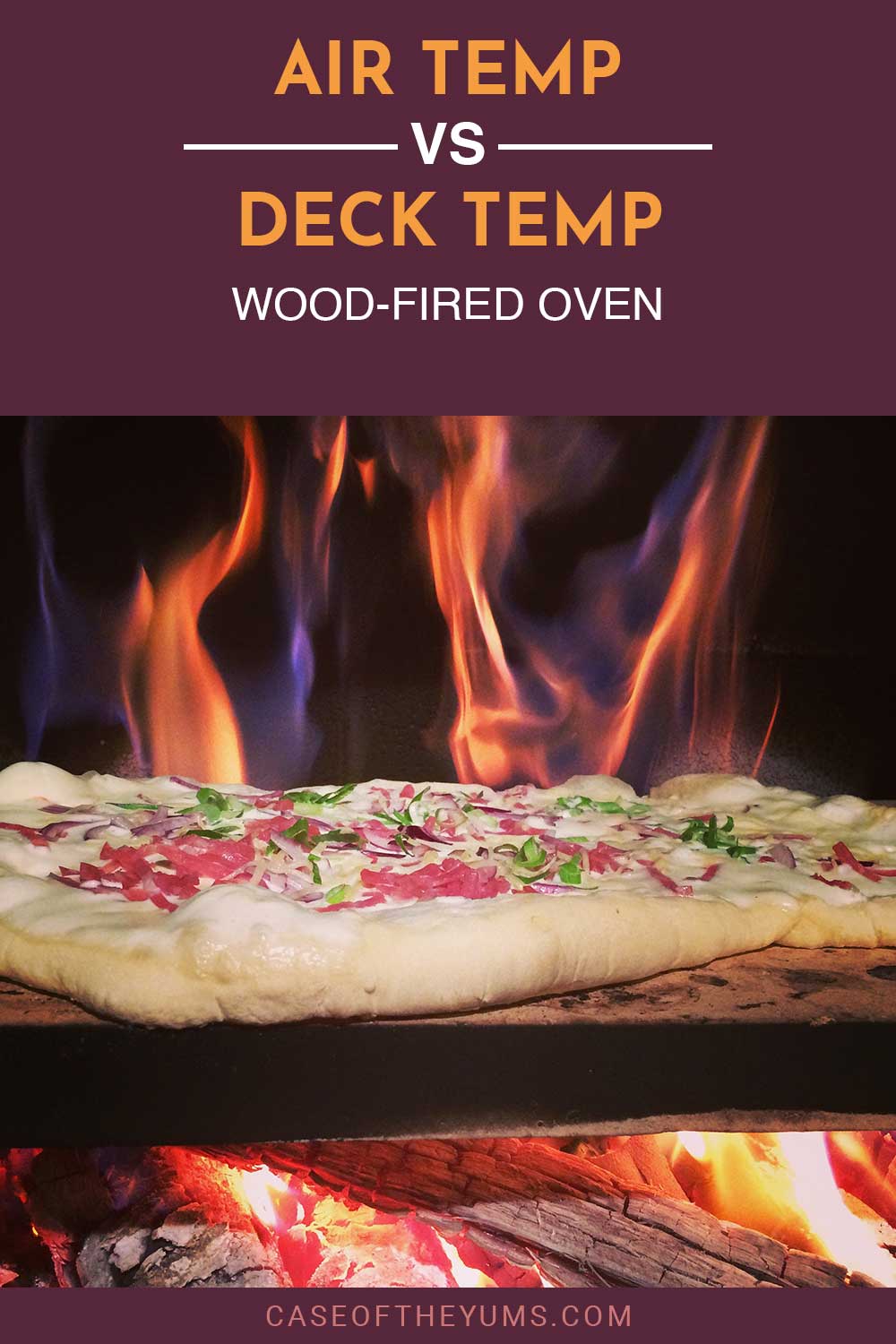 Pizzas on a wood plank over fire - Air Temp vs. Deck Temp Wood-Fired Oven.