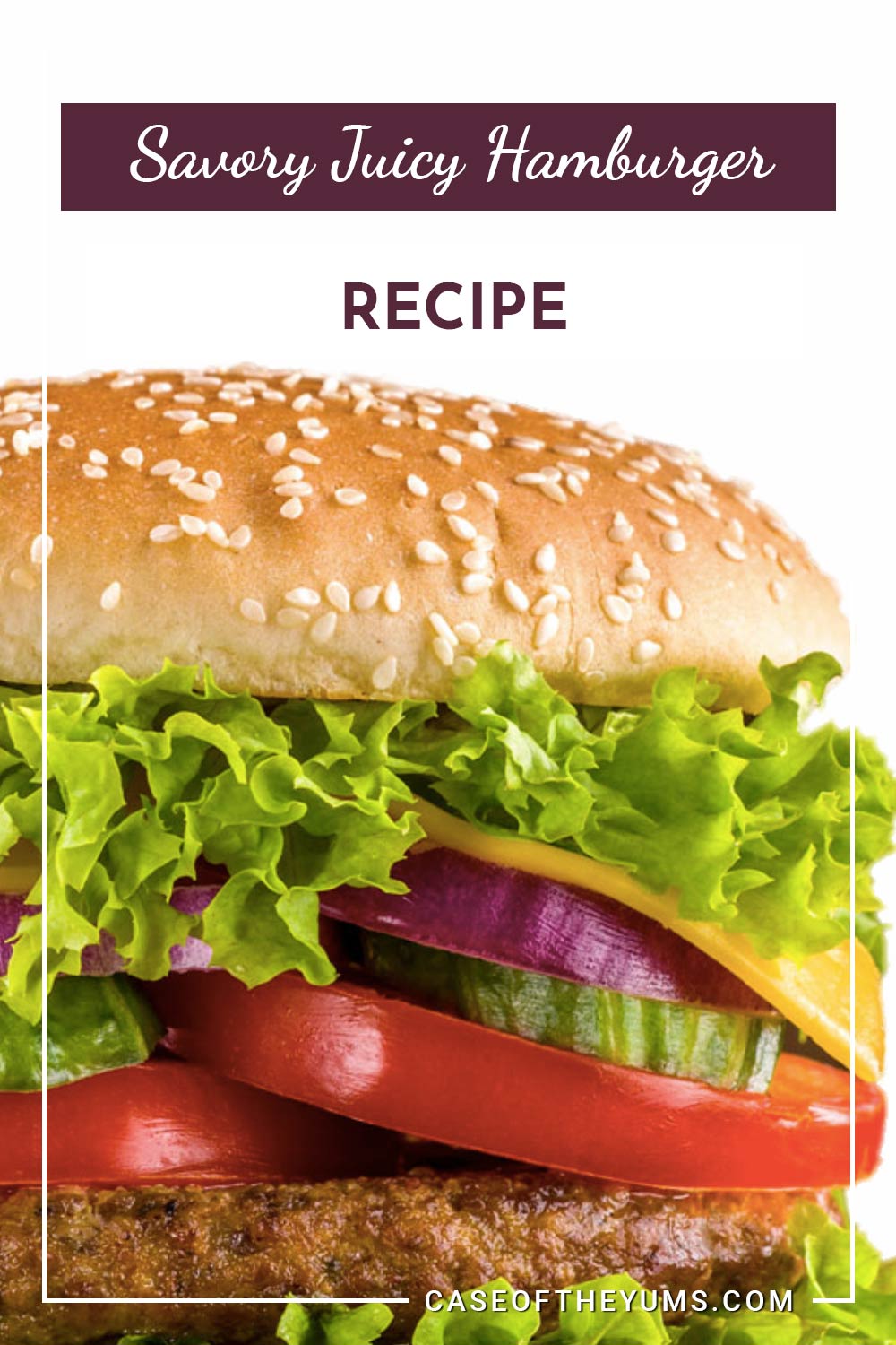 hamburger in front of a white surface - Savory Juicy Hamburger Recipe.