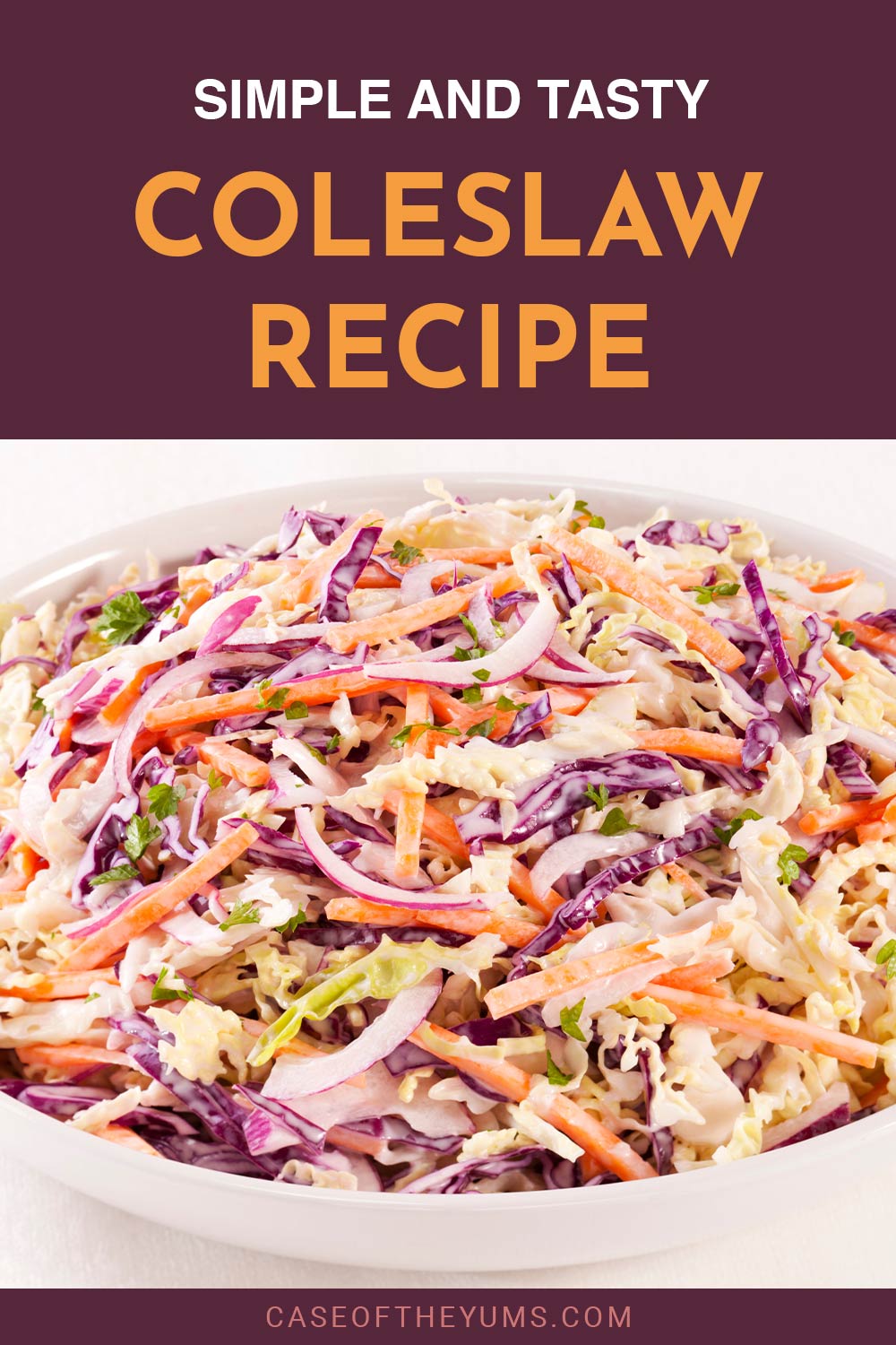 coleslaw in a white bowl - Simple and Tasty Coleslaw Recipe.